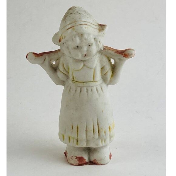 Japan Non Glazed Porcelain Figure Dutch Girl White - Picture 1 of 9